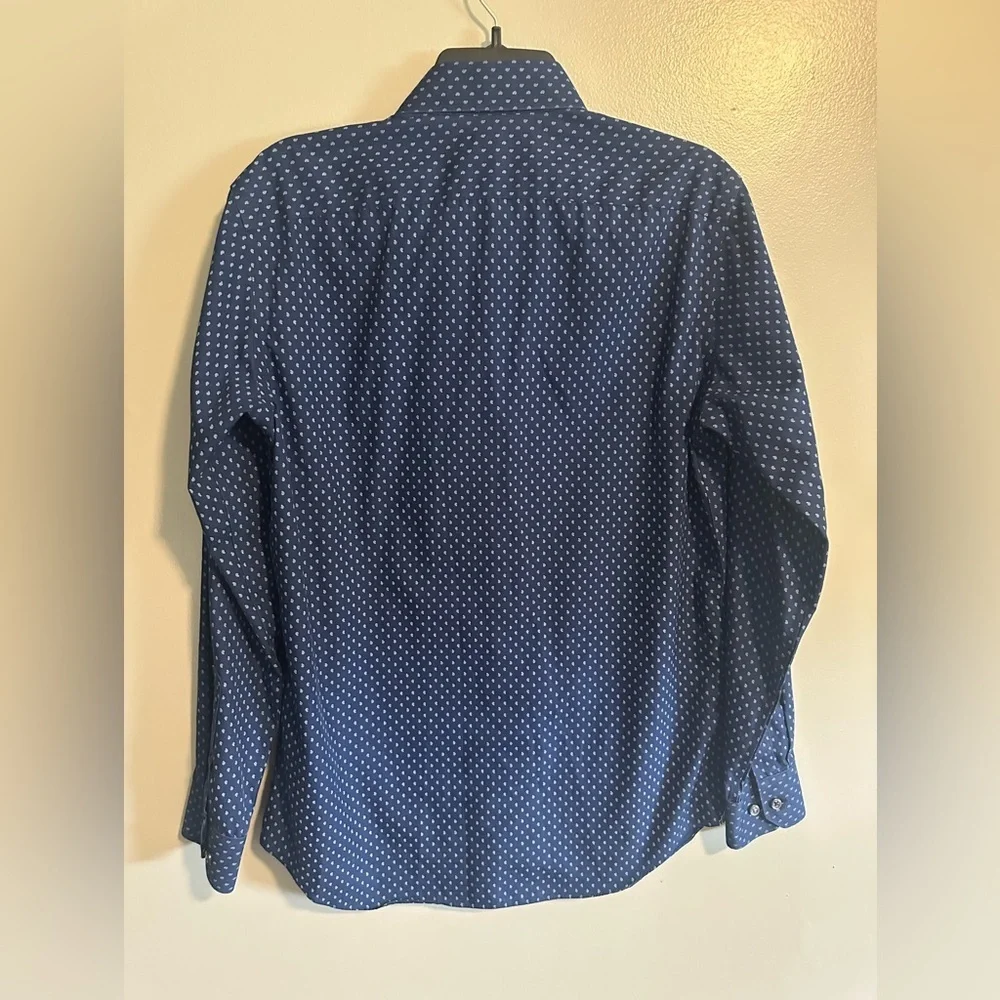 Banana Republic Navy/White Patterned Camden Fit Non Iron long sleeve size Small